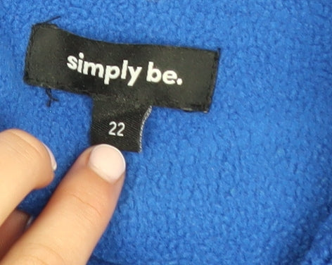 Simply Be Women's Blue Fleece Jacket Size 22 Relaxed Fit Casual Outerwear