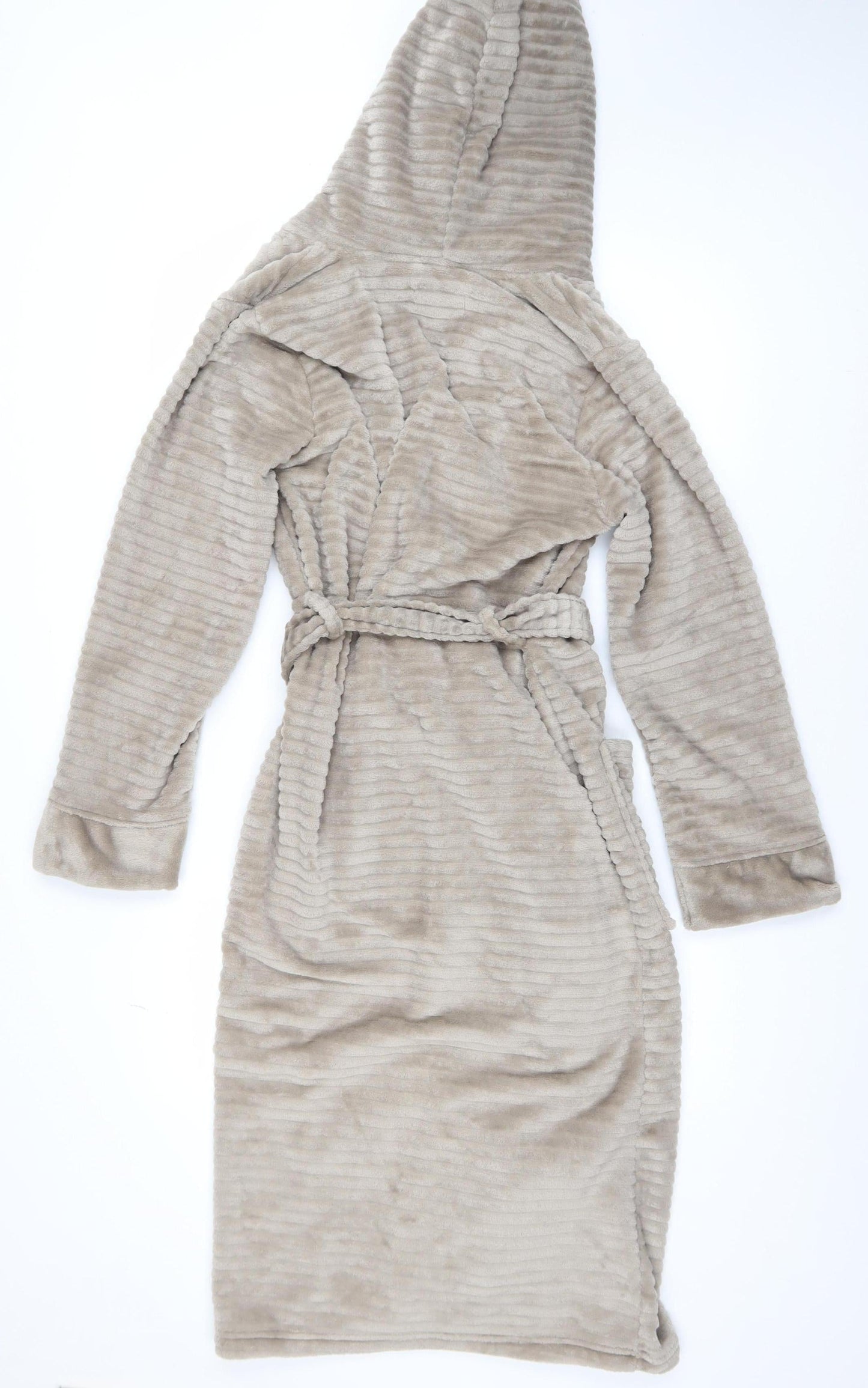 Originals Women Beige Fleece Hooded Robe Size 10-12 Soft Plush Gown