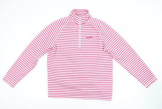 Craghoppers Women's Pink White Stripe 1/2 Zip Fleece Sweatshirt UK 16