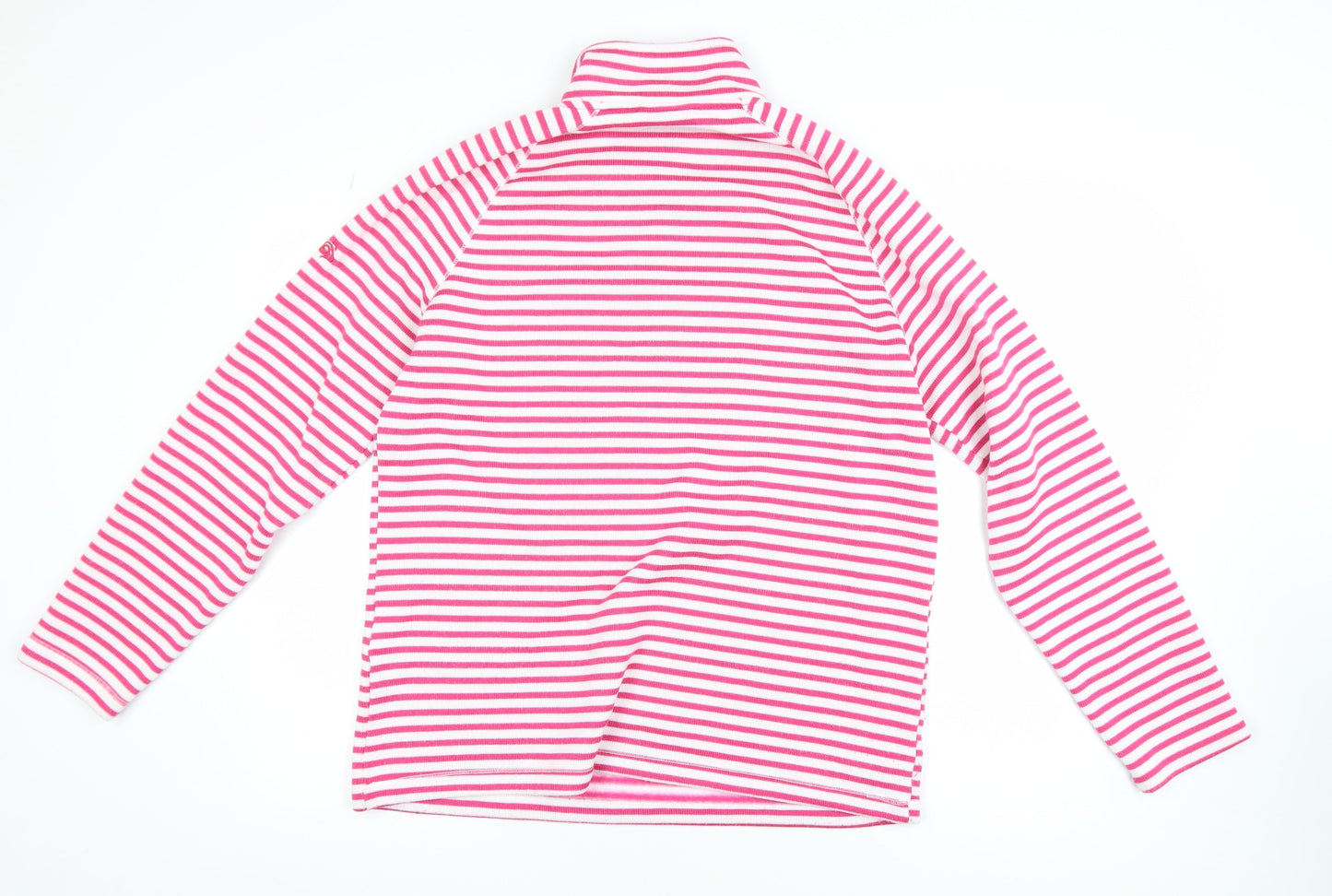Craghoppers Women's Pink White Stripe 1/2 Zip Fleece Sweatshirt UK 16