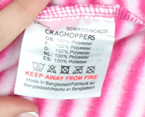 Craghoppers Women's Pink White Stripe 1/2 Zip Fleece Sweatshirt UK 16