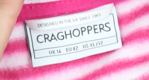 Craghoppers Women's Pink White Stripe 1/2 Zip Fleece Sweatshirt UK 16