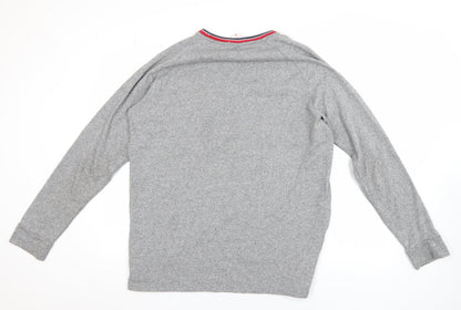 Close-up detail of LFC Men's Grey XL Crew Neck Cotton Blend jumper