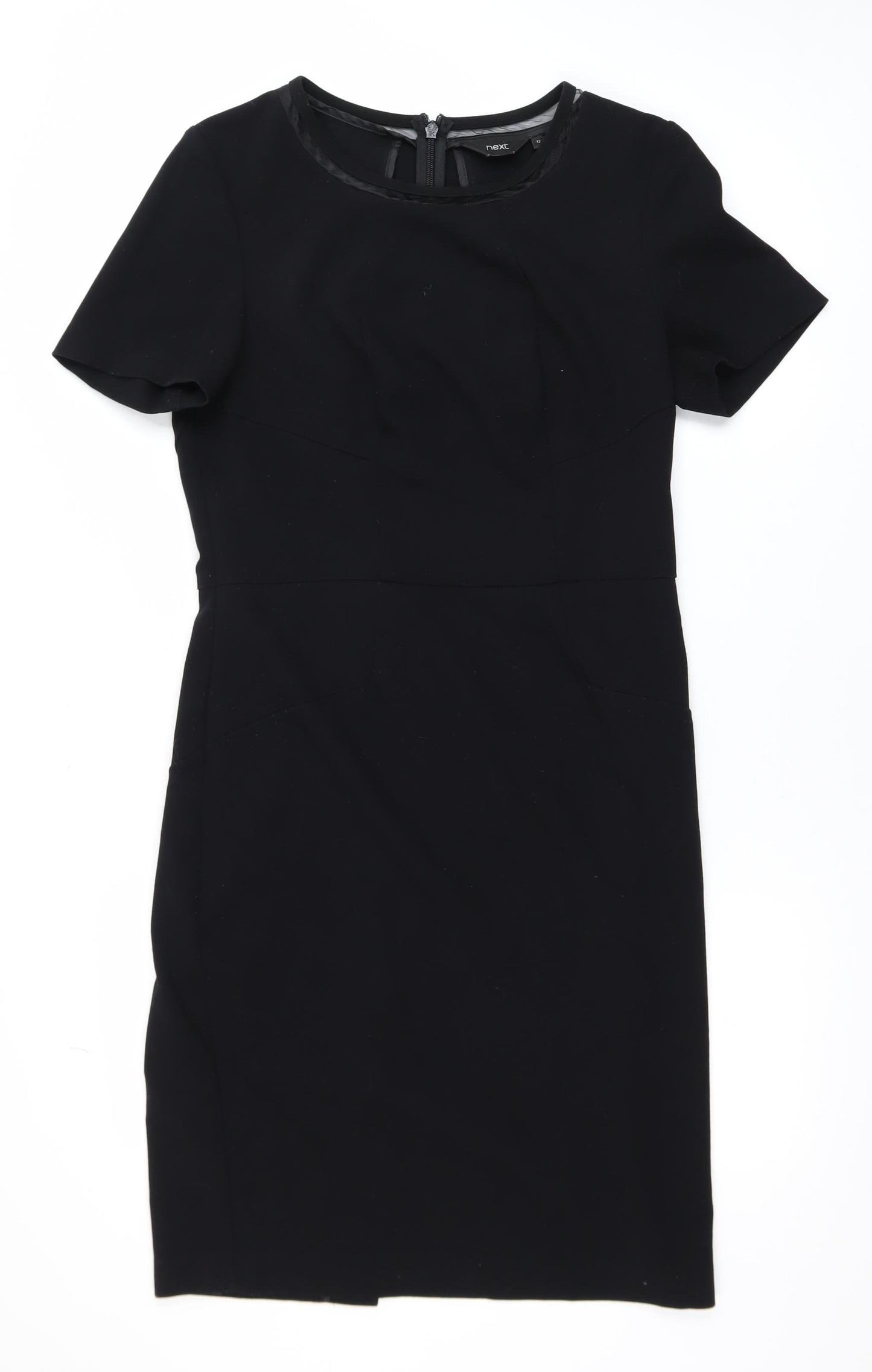 Next Women Black Size 12 Sheath Dress Short Sleeve Workwear