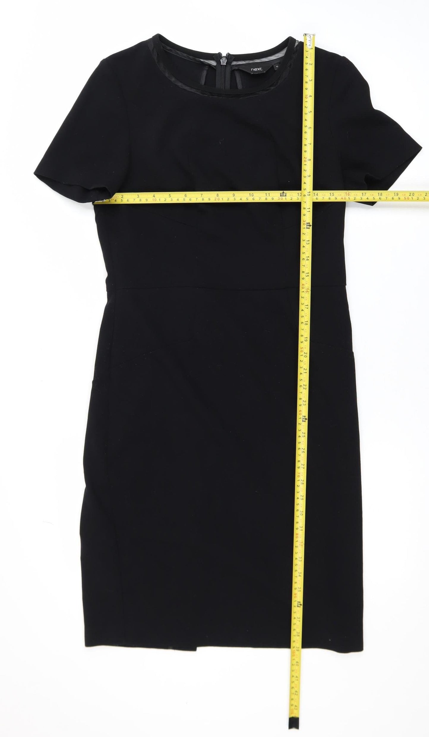 Next Women Black Size 12 Sheath Dress Short Sleeve Workwear