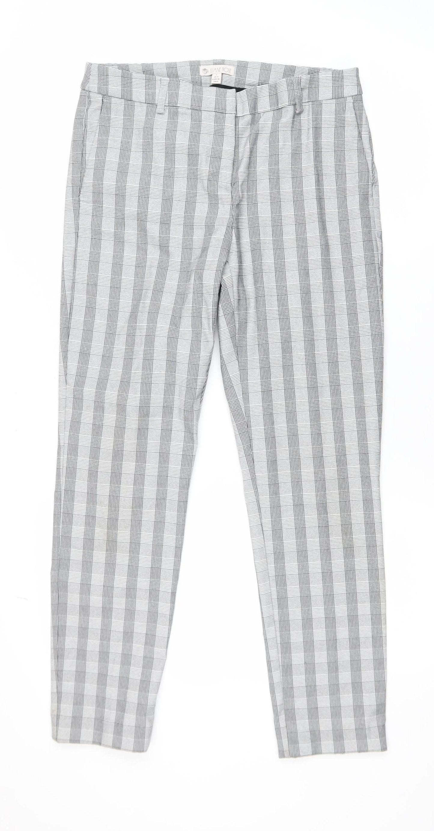 Eliane Rose Women’s Grey Check Slim Tapered Trousers Size 10