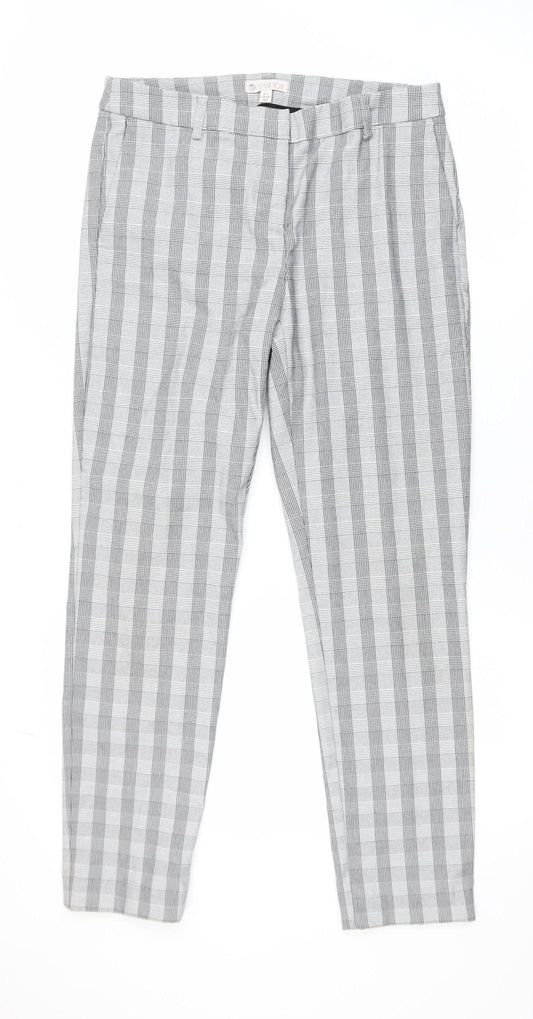 Eliane Rose Women’s Grey Check Slim Tapered Trousers Size 10