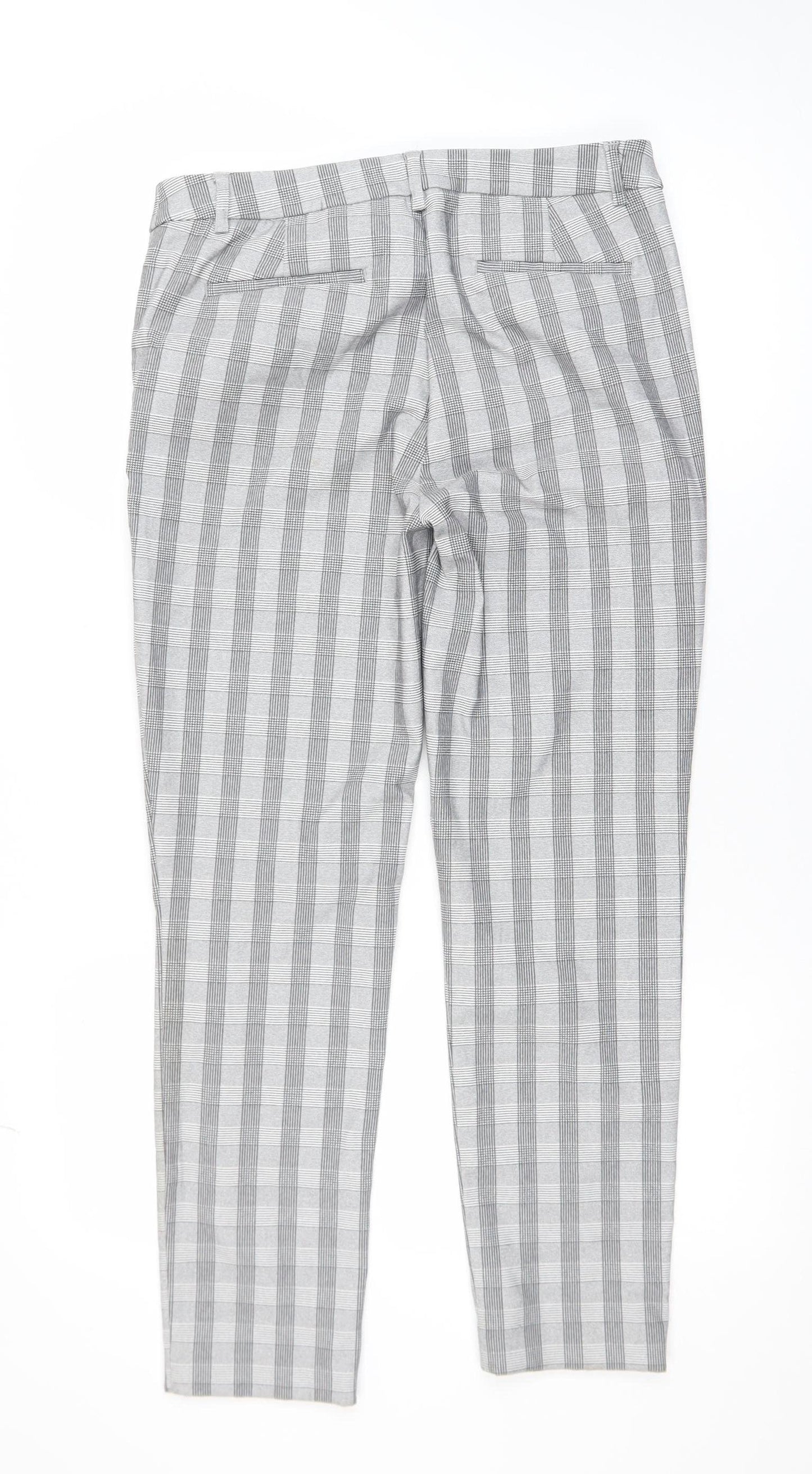 Eliane Rose Women’s Grey Check Slim Tapered Trousers Size 10