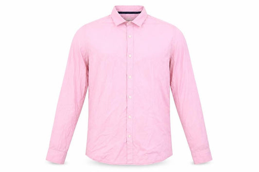Springfield Men's Pink Long Sleeve Cotton Blend Regular Fit Shirt M