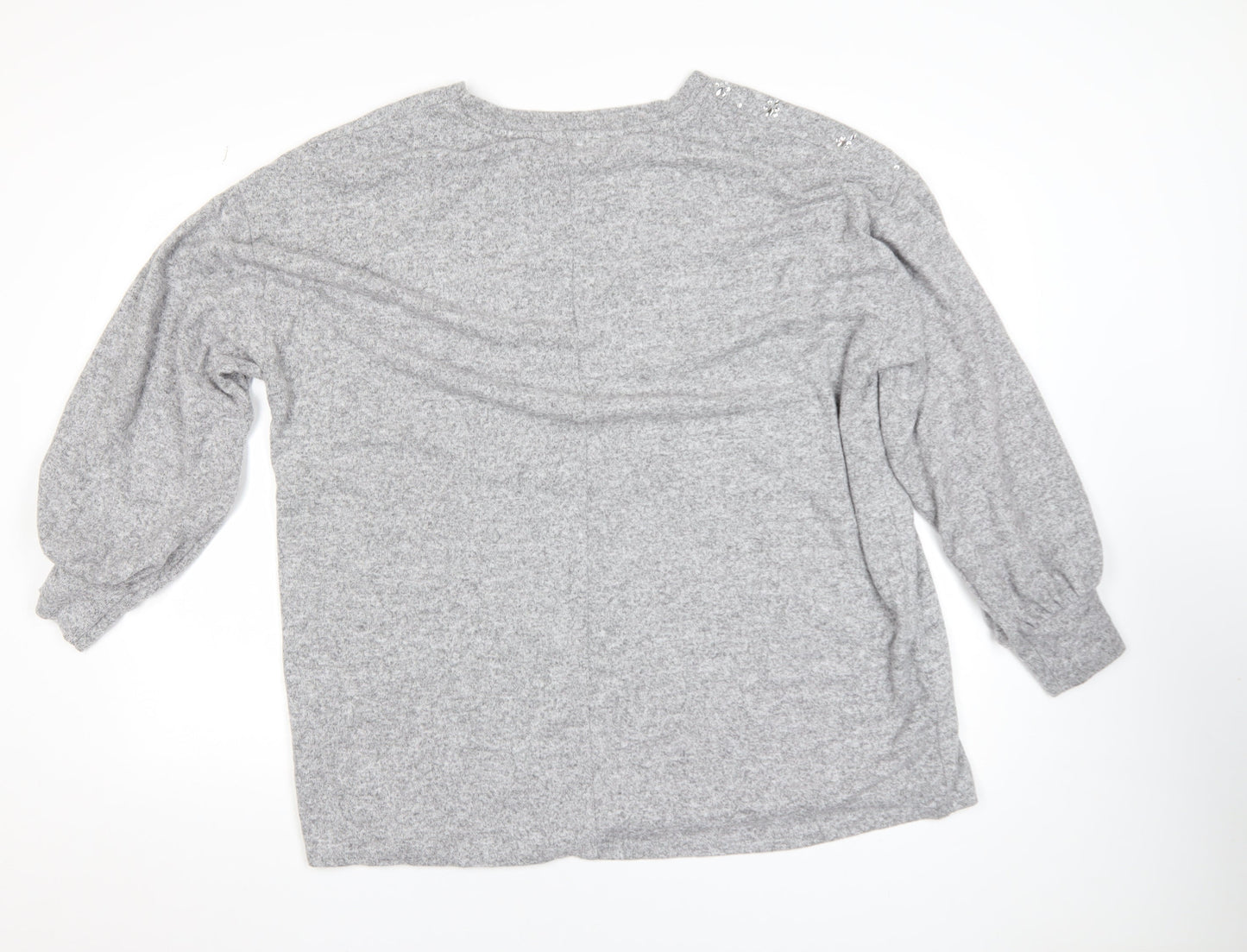 Yours Women Grey Sequin Pullover Jumper UK 22-24 Plus Long Sleeve