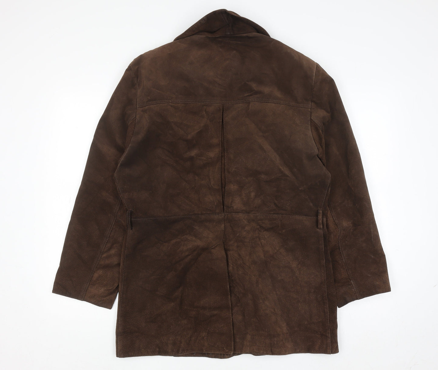 Genel Women's Brown Suede Long Overcoat Size 12 Classic Style