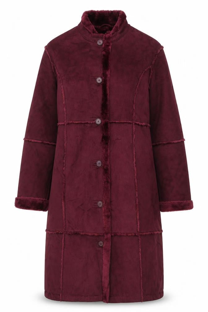 Centigrade Womens Red Faux Fur Lined Long Coat XL