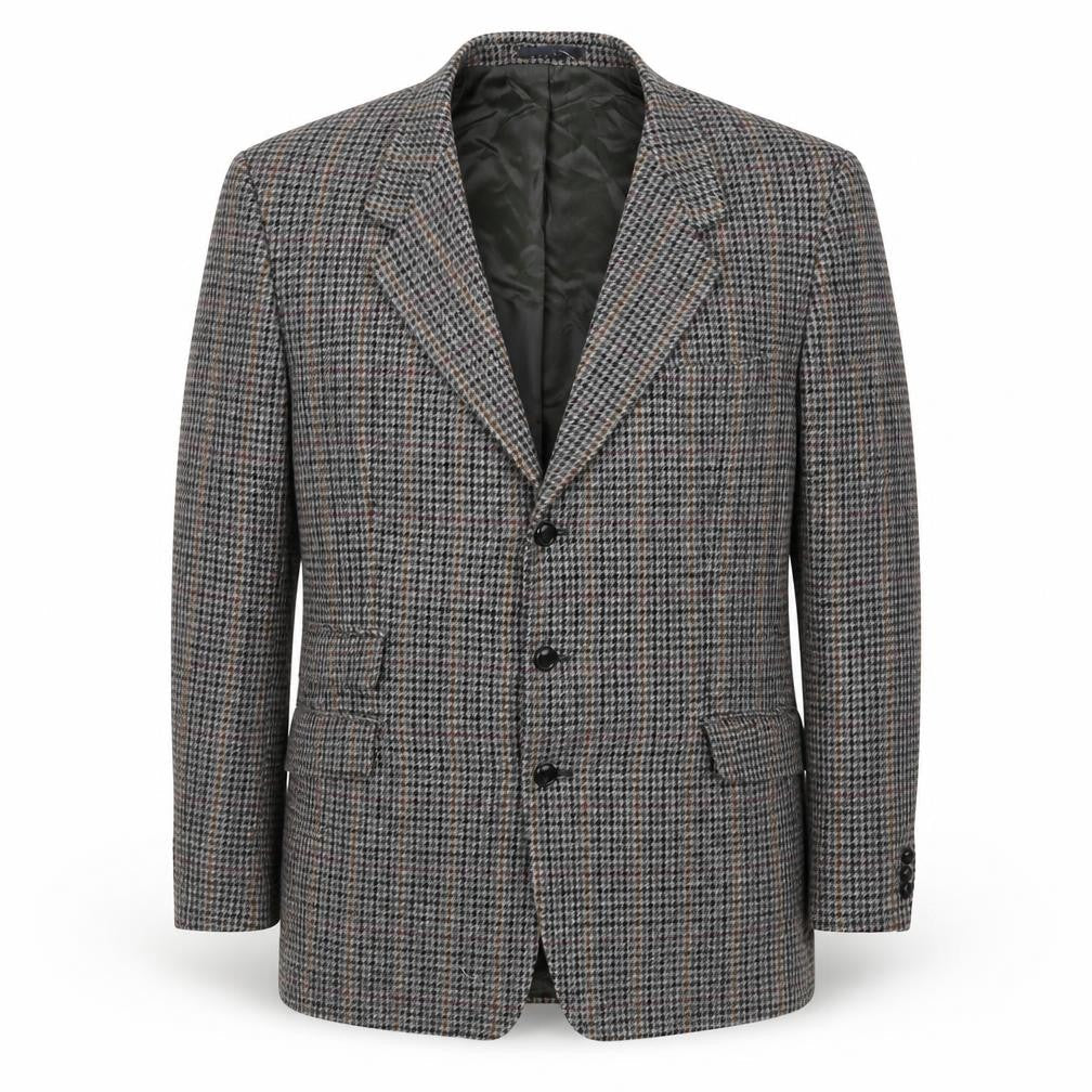 Di Caprio Men's Grey Checked Wool Tweed Blazer Size 42 Regular