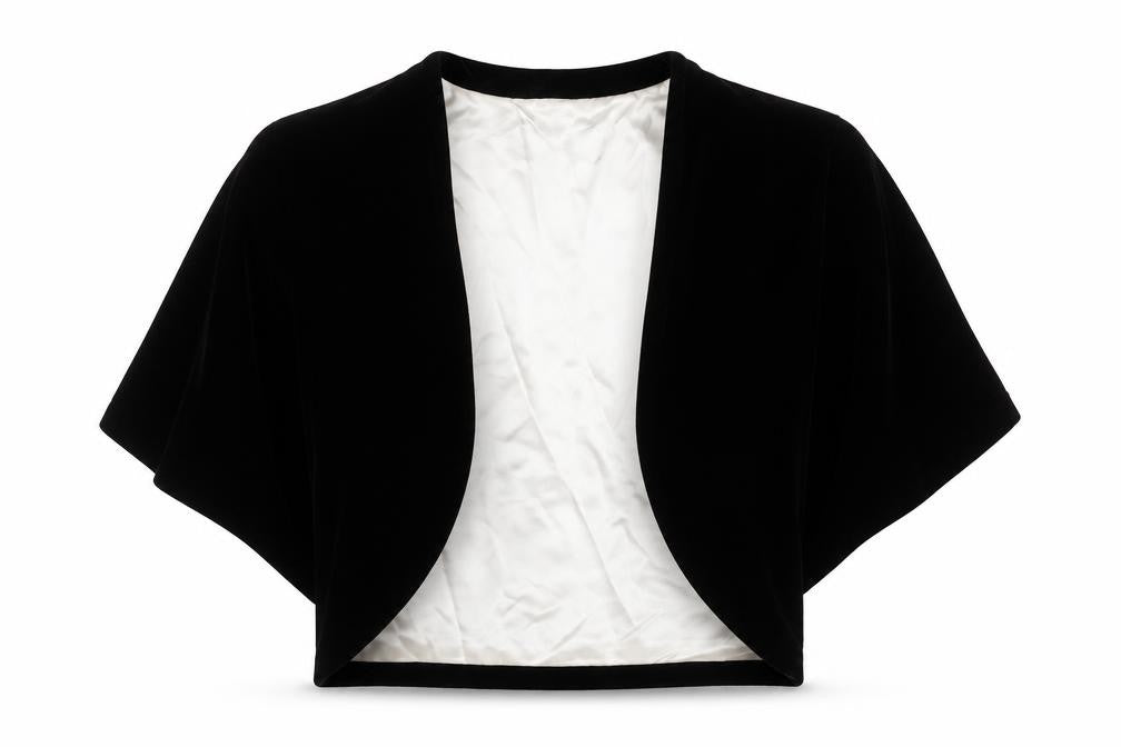 Episode Women's Black Velvet Shrug Size 10 Silk Blend Lined Formal