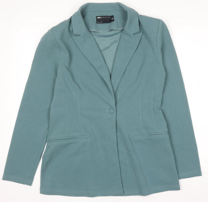 Additional front view of ASOS DESIGN Women's Green Blazer Jacket UK14 Regular Fit Single-Breasted