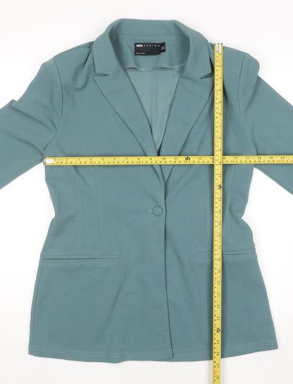 Back view of ASOS DESIGN Women's Green Blazer Jacket UK14 Regular Fit Single-Breasted