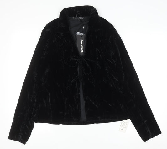 Threadbare Women’s Black Velvet Collared Long Sleeve Cardigan Size 12
