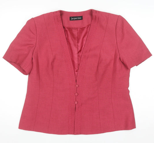 Jacques Vert Women’s Pink Suit Top UK 16 Short Sleeve Blazer