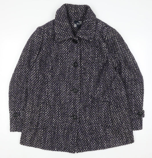 Isle Collection Women’s Purple Tweed Wool Blend Mid-Length Overcoat Size 16