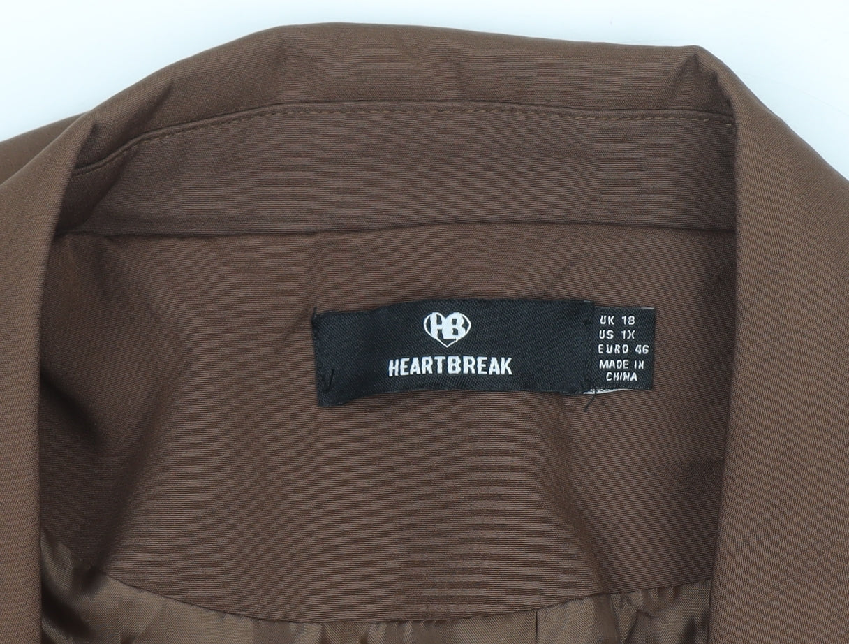 Heartbreak Womens Brown Blazer Jacket Size 18 Regular Fit