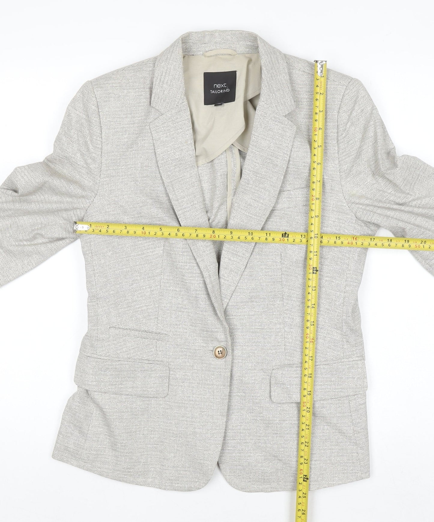 Next Women Beige Tailoring Blazer Size 12 Classic Workwear Style