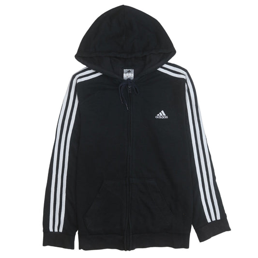 Adidas Women Black Full Zip Hoodie L 16-18 Casual Sportswear