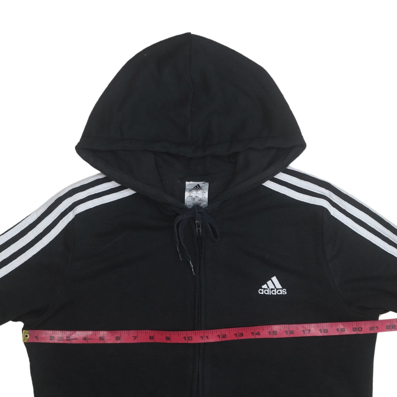 Adidas Women Black Full Zip Hoodie L 16-18 Casual Sportswear