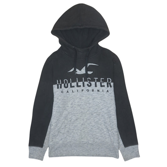 Hollister Men’s Black Grey Pullover Hoodie XS Fleece Logo Sweatshirt