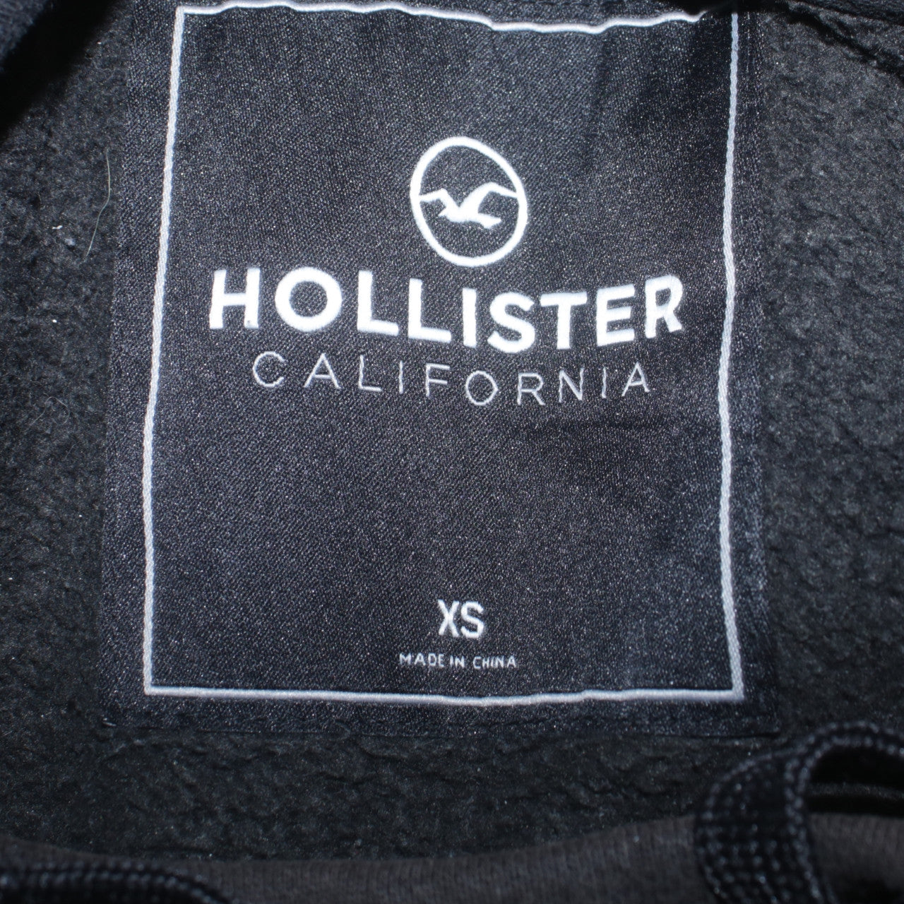 Hollister Men’s Black Grey Pullover Hoodie XS Fleece Logo Sweatshirt