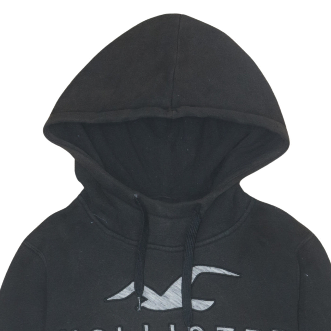 Hollister Men’s Black Grey Pullover Hoodie XS Fleece Logo Sweatshirt