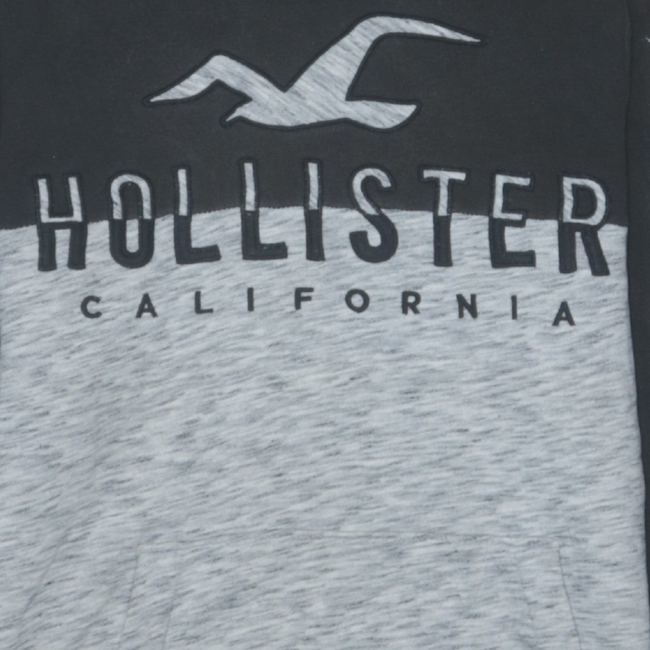 Hollister Men’s Black Grey Pullover Hoodie XS Fleece Logo Sweatshirt