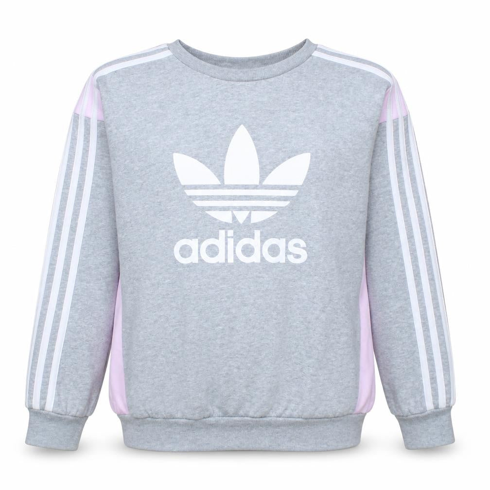Adidas Girls Grey Pink Crew Neck Sweatshirt 13-14 Years Pullover Fleece