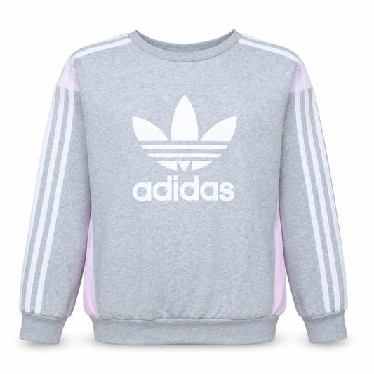 Adidas Girls Grey Pink Crew Neck Sweatshirt 13-14 Years Pullover Fleece