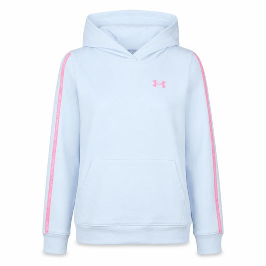 Under Armour Girls Light Blue Pink Logo Hooded Pullover Sweatshirt YXL