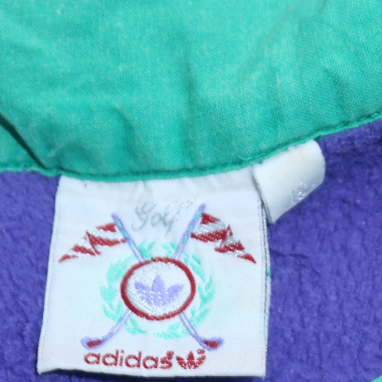 Adidas Purple Green 80s Golf Half Snap Sweatshirt Womens L Vintage