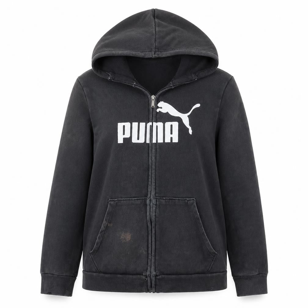 Puma Womens Black Full Zip Hoodie Size XL Logo Casual Sweatshirt