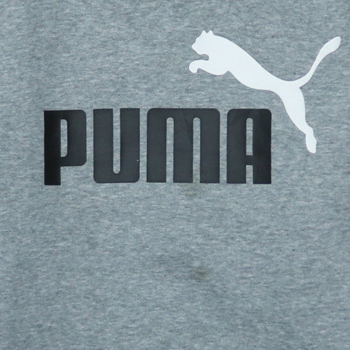 Puma Mens Grey Hoodie Medium Pullover Classic Logo Sweatshirt