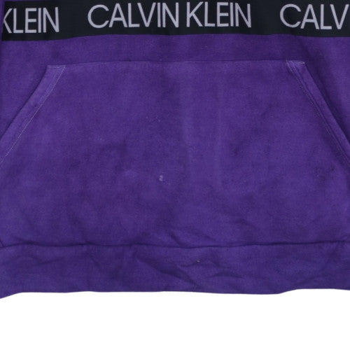 Calvin Klein Men's Purple Pullover Hoodie Medium Fleece Logo