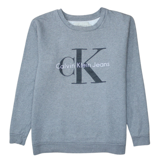 Calvin Klein Jeans Mens Grey Logo Pullover Sweatshirt Size M