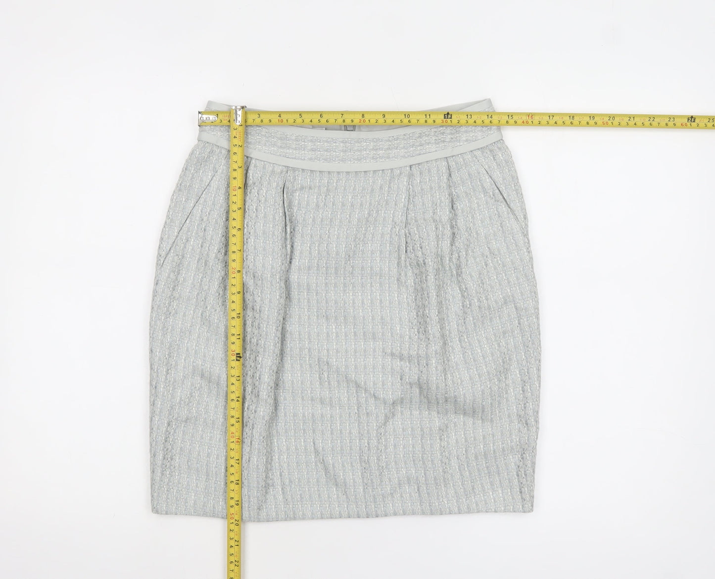 JESIRÉ Women's Grey Linen Blend Pencil Skirt Size 6 Workwear