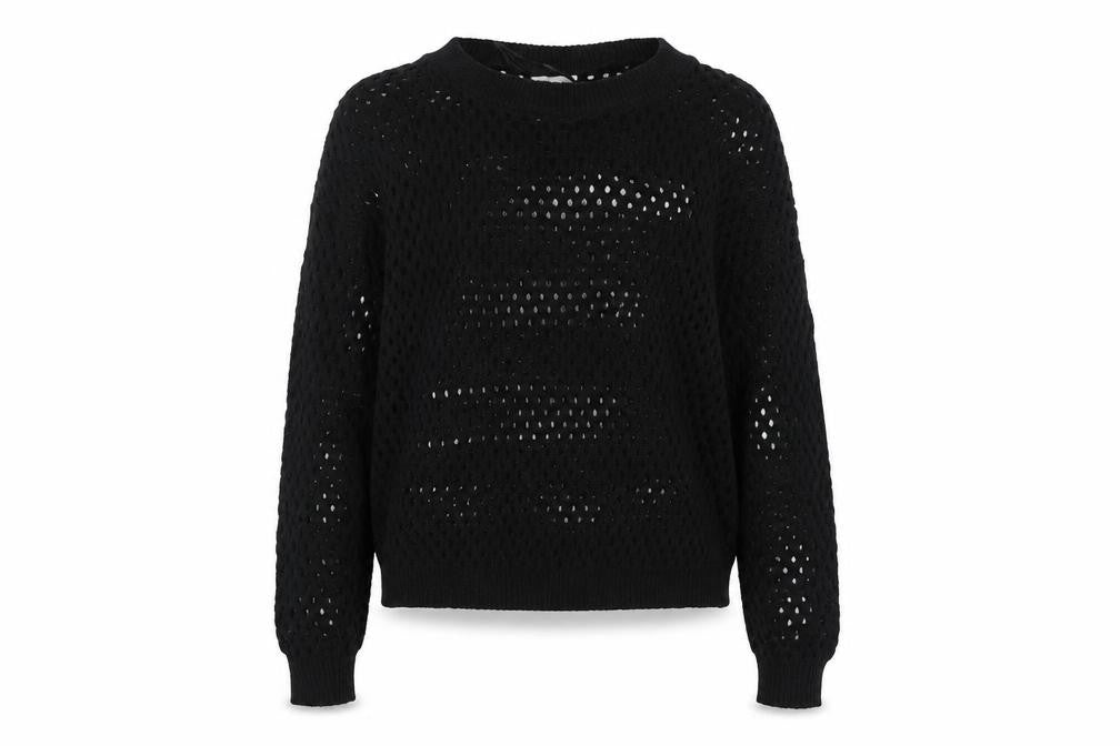 New Look Women’s Black Open-Knit Cotton Blend Jumper Size 12