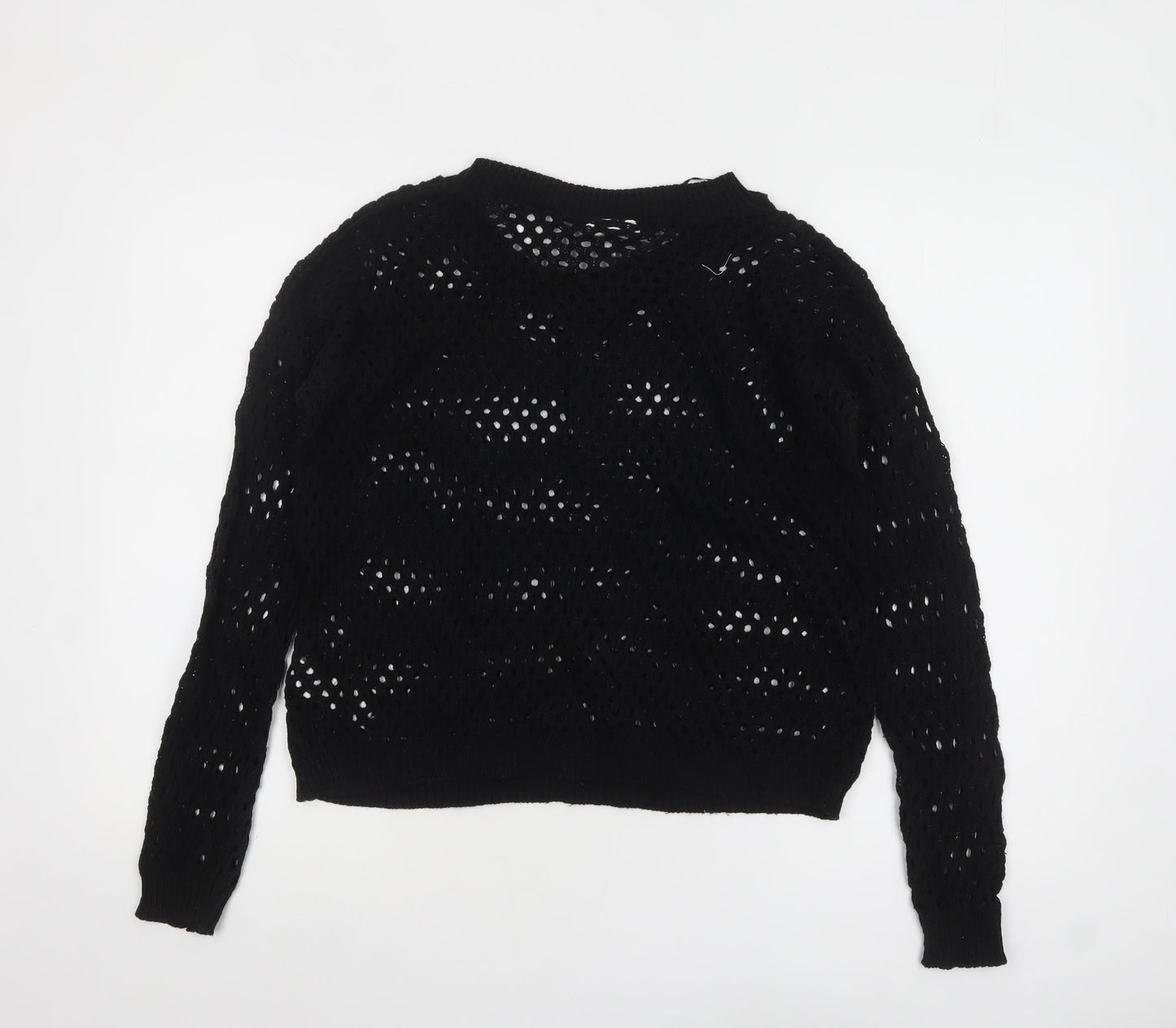 New Look Women’s Black Open-Knit Cotton Blend Jumper Size 12