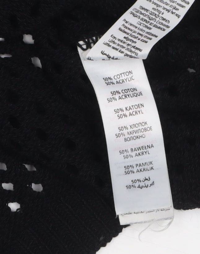 New Look Women’s Black Open-Knit Cotton Blend Jumper Size 12
