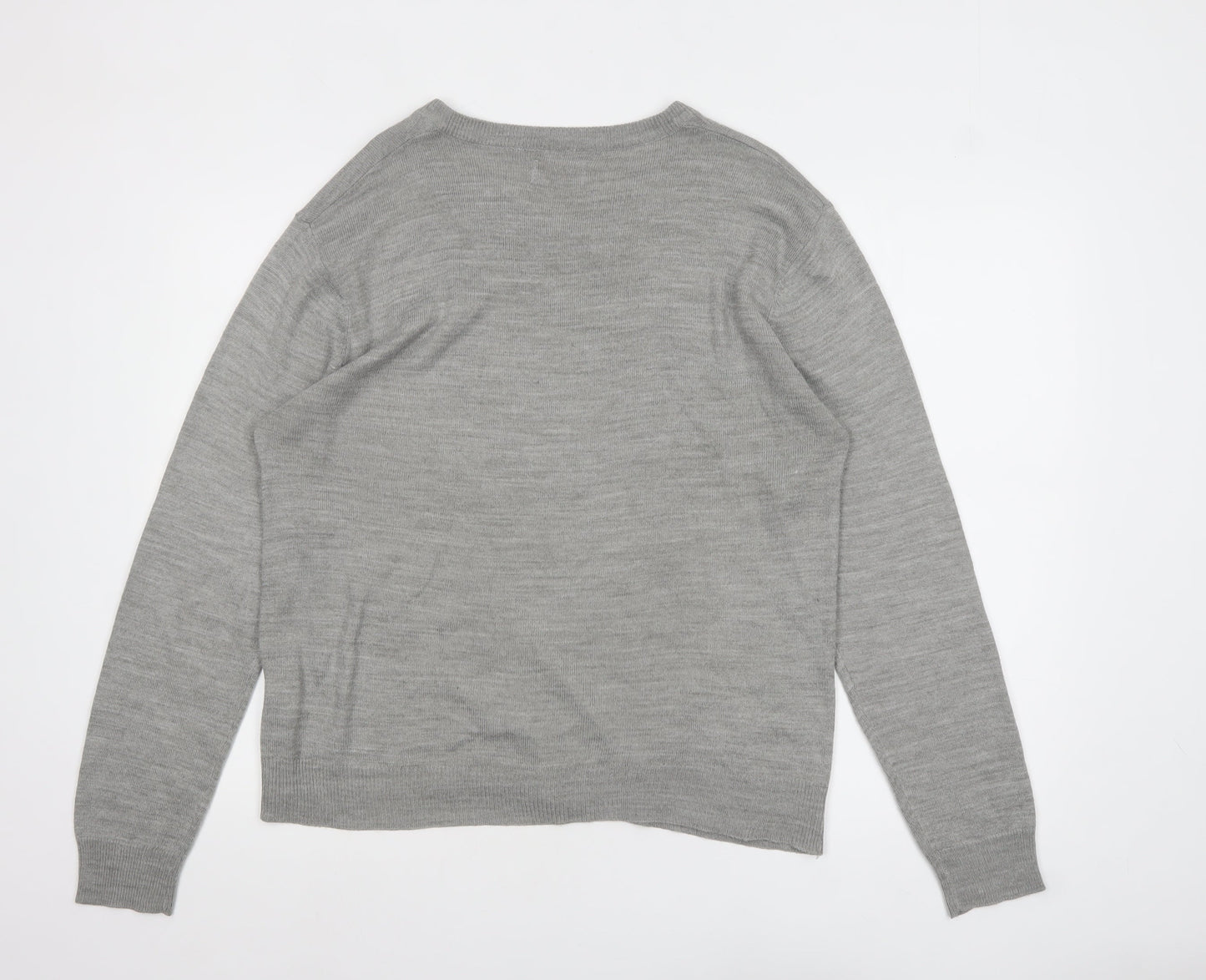 Pierre Cardin Men's Grey Acrylic V-Neck Jumper Size L