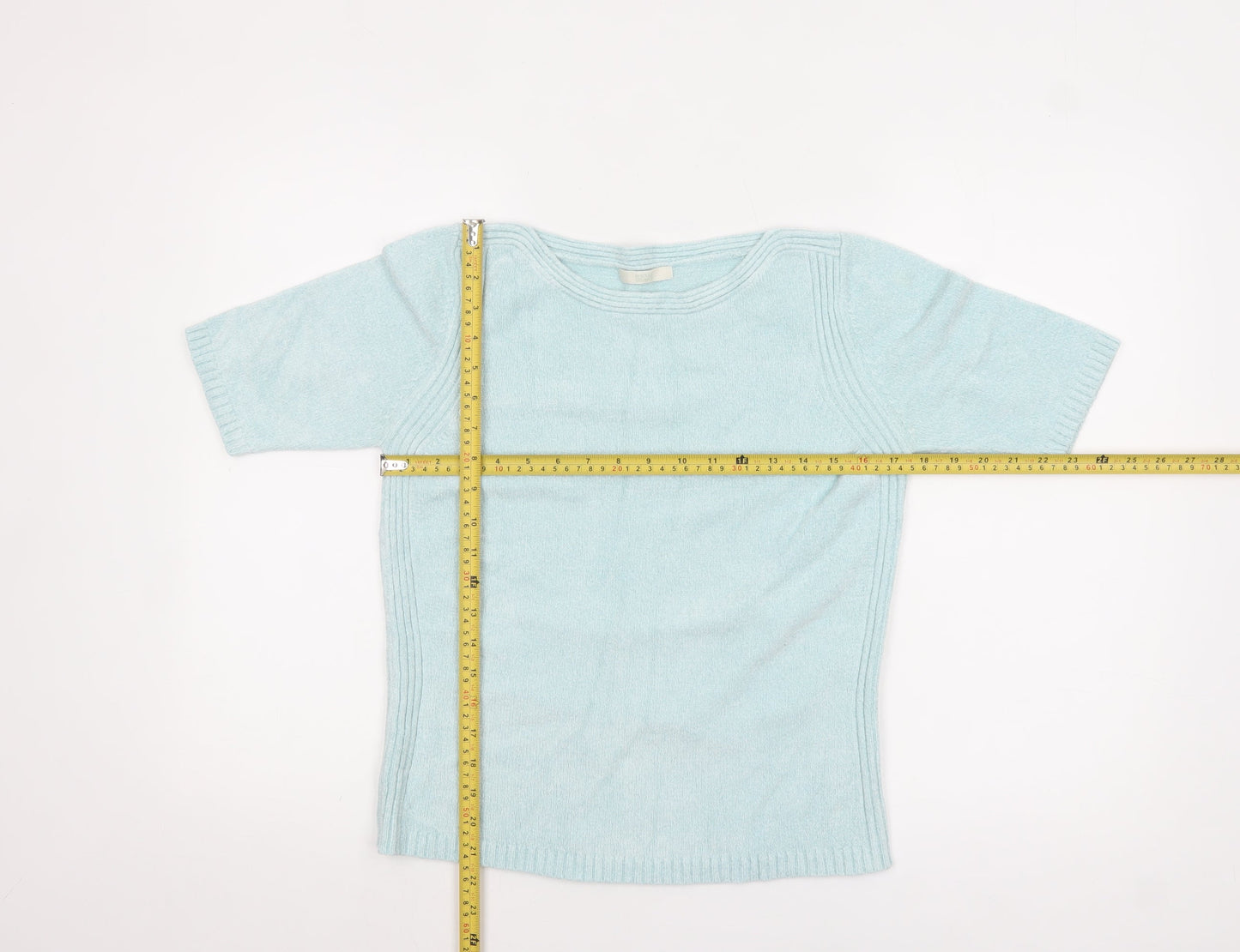 Marks and Spencer Women's Light Green Knit Short Sleeve Jumper UK 10