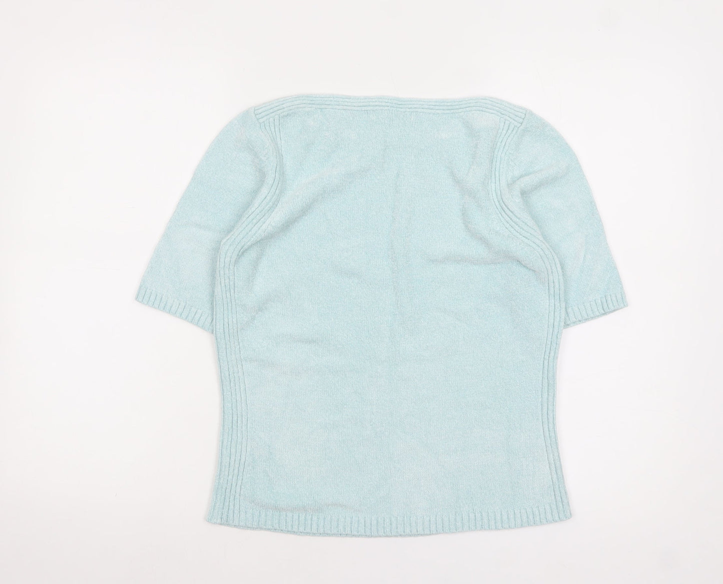 Marks and Spencer Women's Light Green Knit Short Sleeve Jumper UK 10