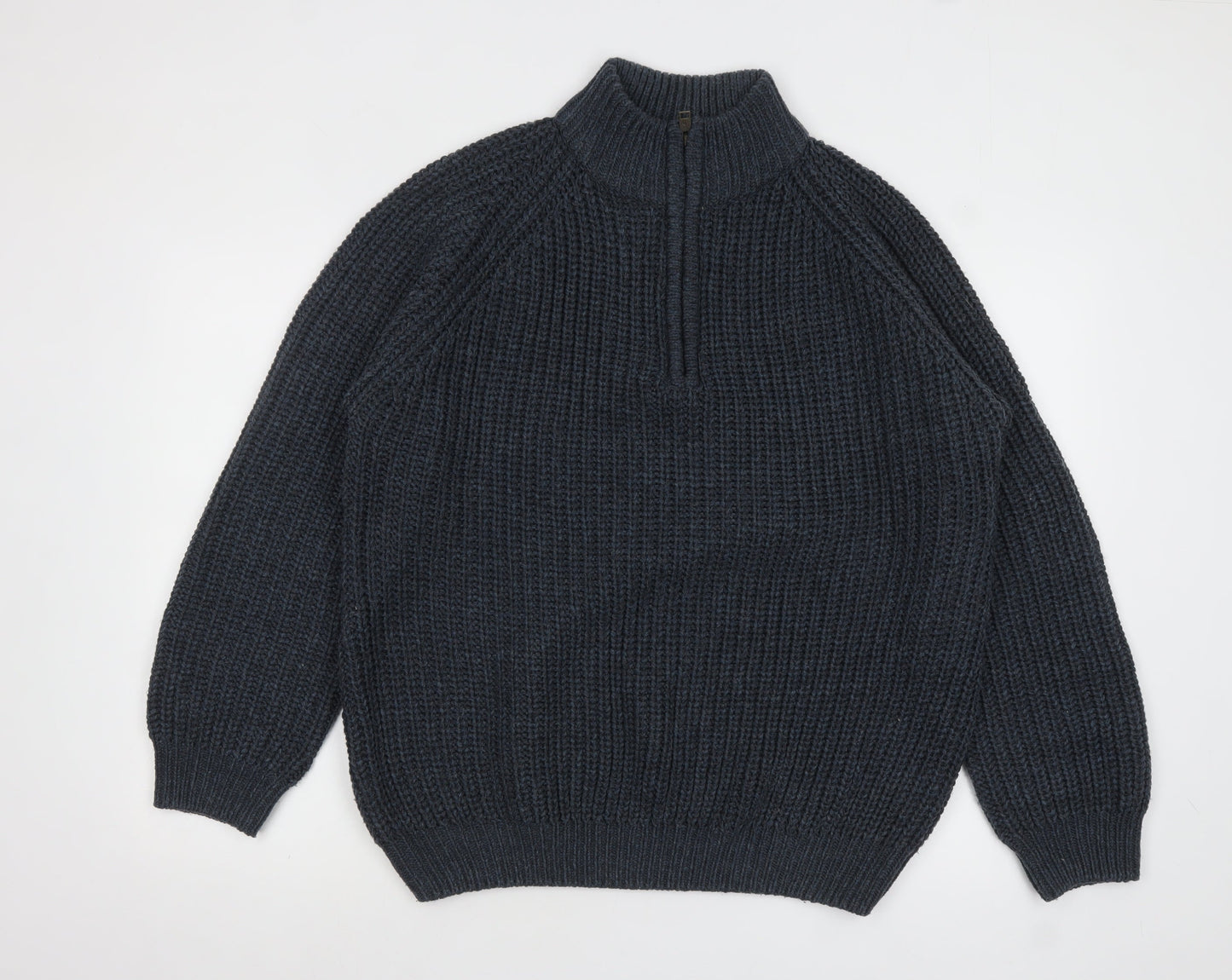 P.G. Field Men’s Blue Chunky Knit 1/2 Zip Jumper XL Acrylic Country Style