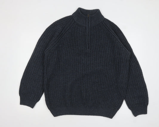 P.G. Field Men’s Blue Chunky Knit 1/2 Zip Jumper XL Acrylic Country Style