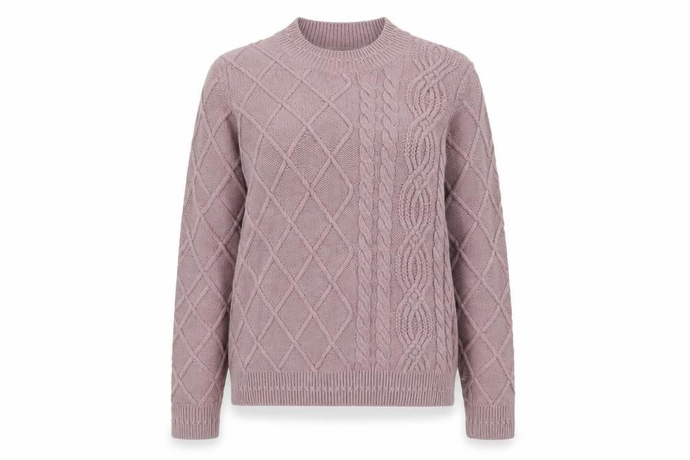 FatFace Women Pink Cable-Knit Wool Cotton Jumper UK 12