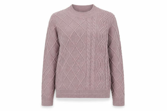 FatFace Women Pink Cable-Knit Wool Cotton Jumper UK 12